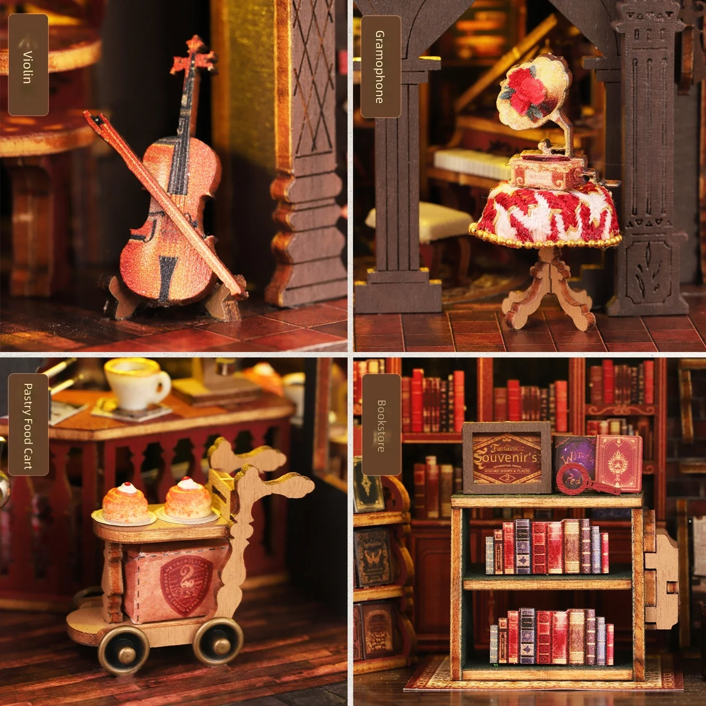 DIY 3D Wooden Coffee House Boo - đánh giá và giá Model Kit Manual